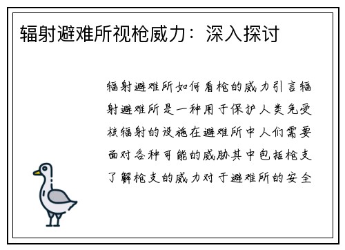 辐射避难所视枪威力：深入探讨